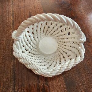 Vintage Ceramic Woven-style Basket Bowl